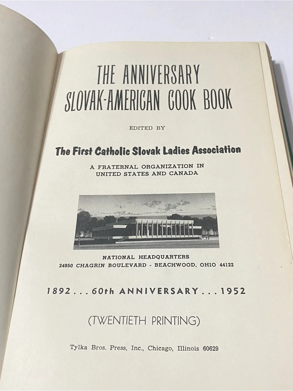 VTG Anniversary Slovak-American Cookbook 20th Printing 1978 Ethnic Recipes HC